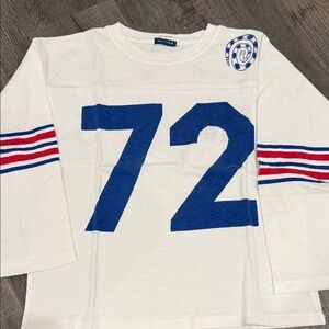 MOTHER Long Sleeve Tee in White with Blue and Red Stripes